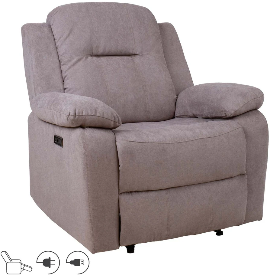 Home4You Atlošas fotelis LOWRI su elektriniu mechanizmu, taupe