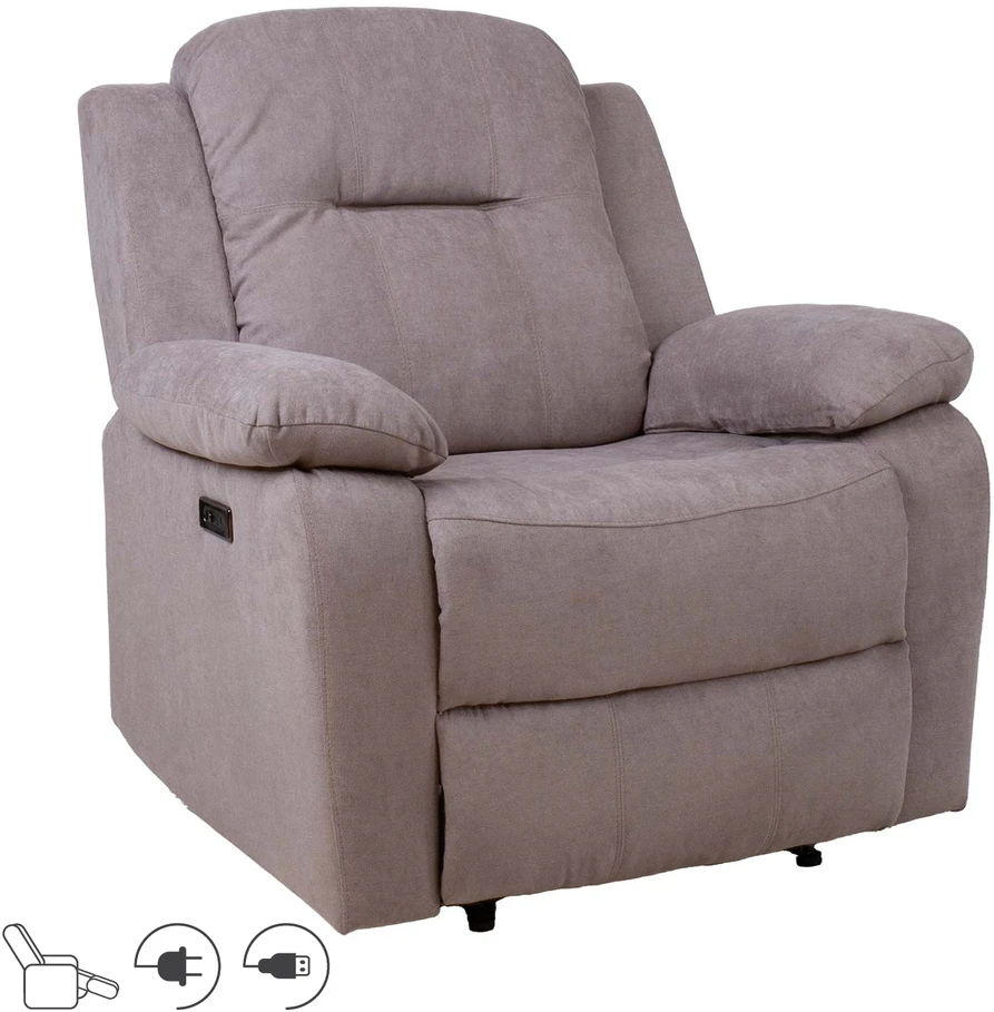 Home4You Atlošas fotelis LOWRI su elektriniu mechanizmu, taupe