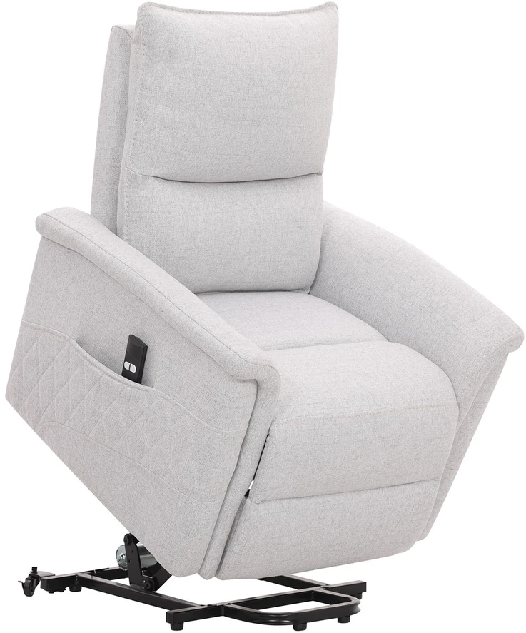 Home4You Atlošiamas fotelis GIANNI su elektriniu pakėlimo mechanizmu, pilkšvai baltas