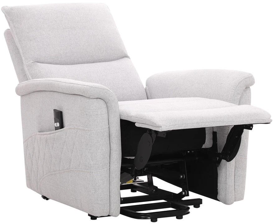 Home4You Atlošiamas fotelis GIANNI su elektriniu pakėlimo mechanizmu, pilkšvai baltas