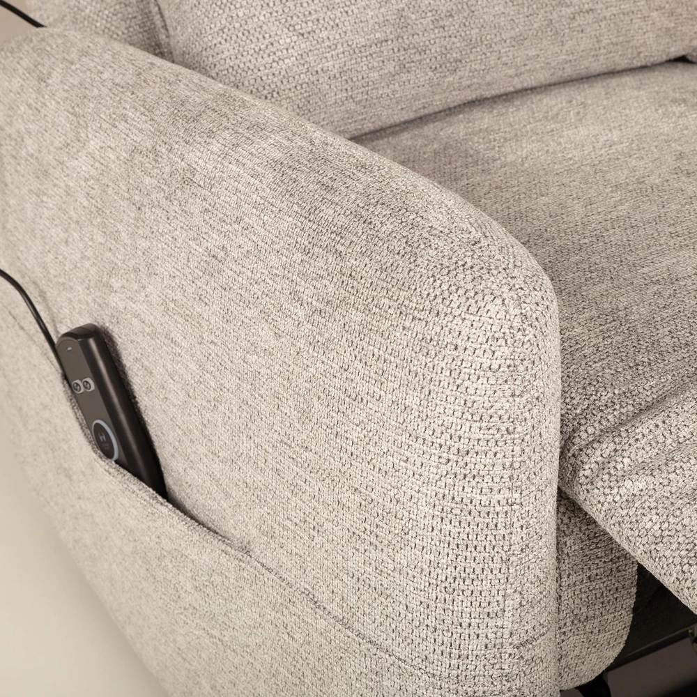 Fotelis Home4You Atlošiamas krėslas KATY su elektriniu mechanizmu ir masažo funkcija, pilkas