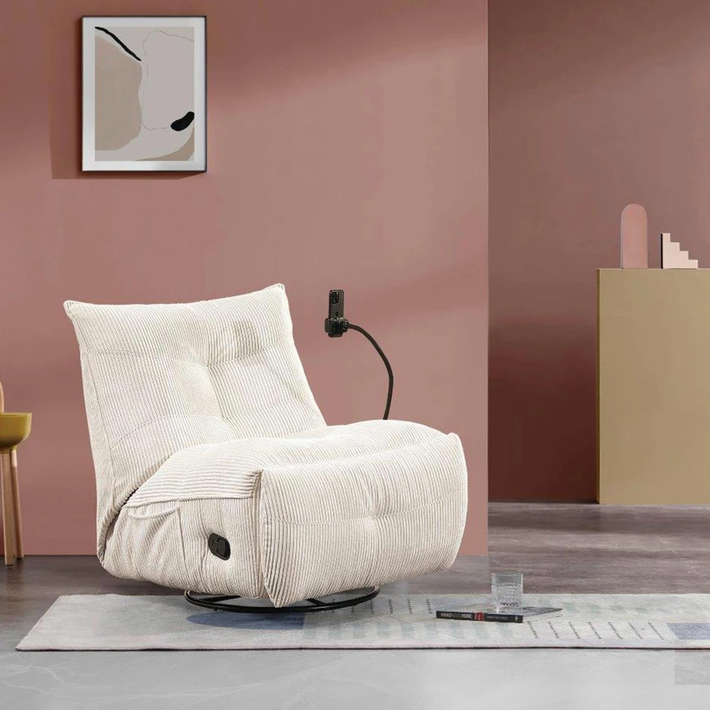 Fotelis Home4You CREAM Atlošiama poilsio kėdė WIN-WIN su rankiniu mechanizmu, kreminės spalvos