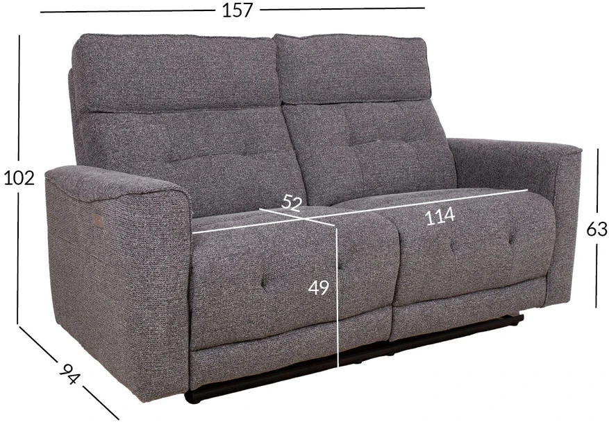 Home4You Sofa su reglaineriu BOSCO 2-vietų Elektrinė Pilka