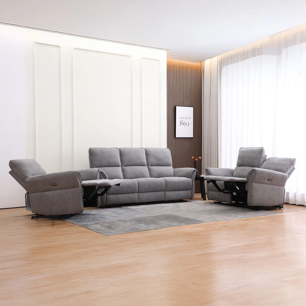 Home4You Atlošiama sofa DAMIKA, 2 vietų, su elektriniu mechanizmu, pilka