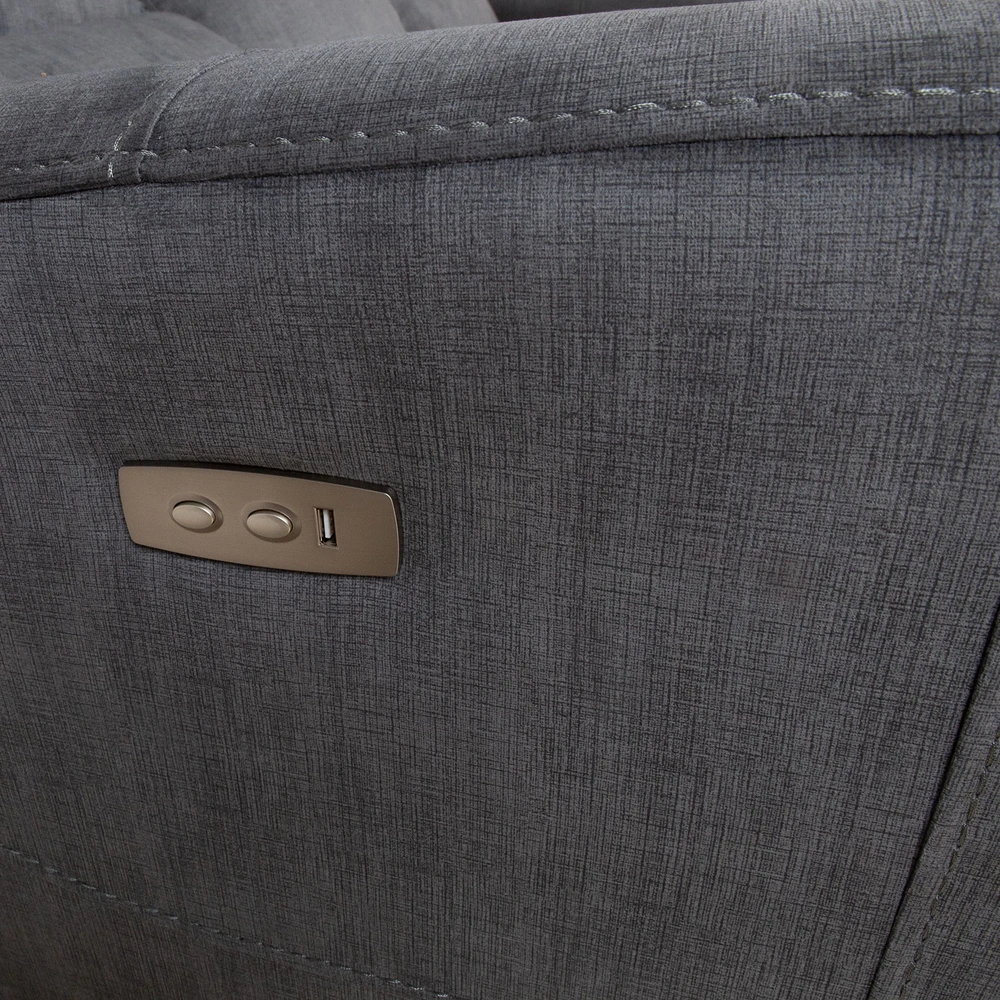 Home4You Velvet Atlošas sofa GASTON 3-vietė su elektriniu mechanizmu, pilkas aksomas