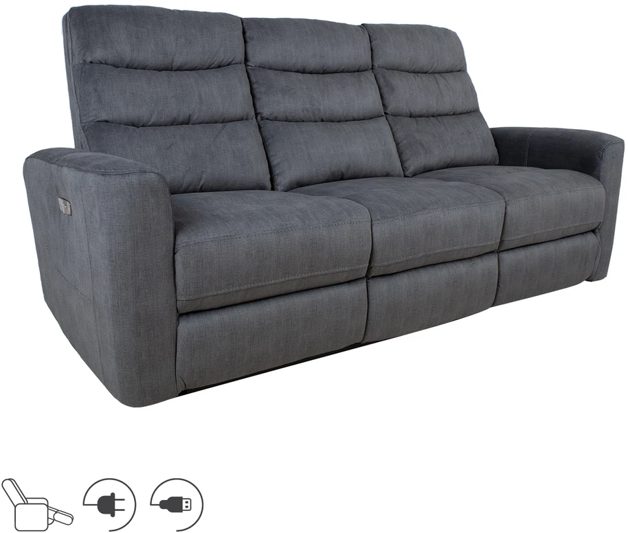 Home4You Velvet Atlošas sofa GASTON 3-vietė su elektriniu mechanizmu, pilkas aksomas