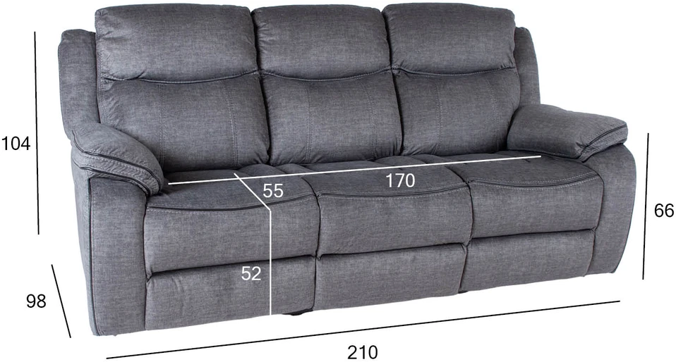 Home4You Sofa su atlošu GENTRY 3-vietė, mechaninė, pilka