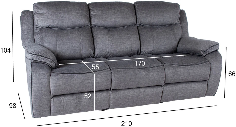 Home4You Sofa su atlošu GENTRY 3-vietė, mechaninė, pilka