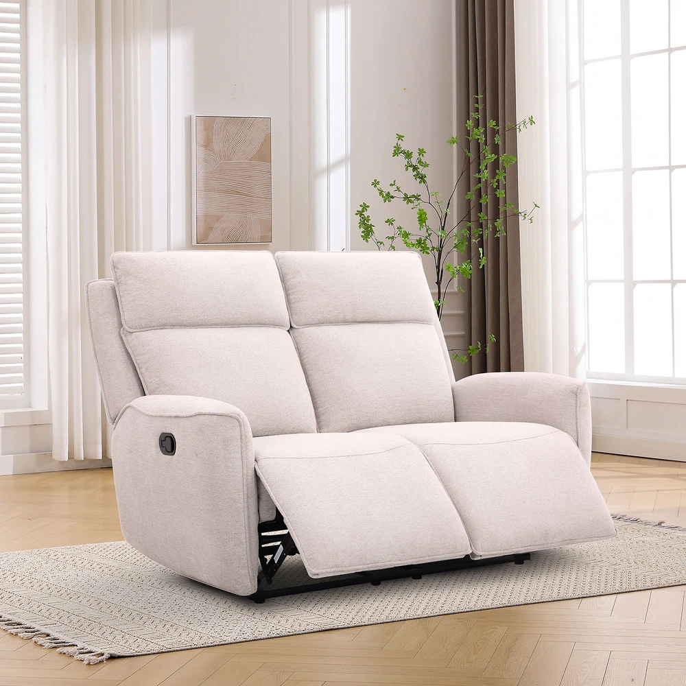Home4You Atlošiama sofa MAREN, 2 vietų, su rankiniu mechanizmu, smėlio spalvos