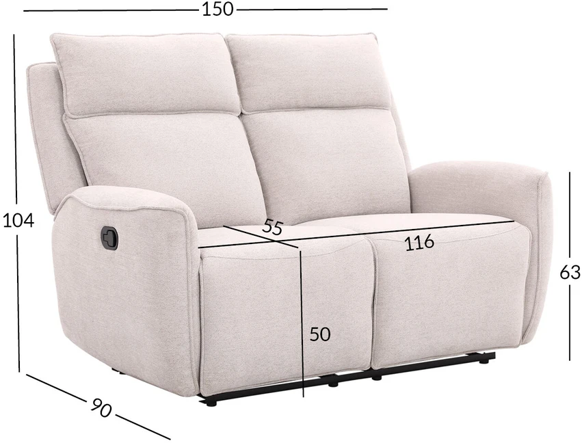 Home4You Sofa-reglaineris MAREN 2-vietė Smėlio spalvos