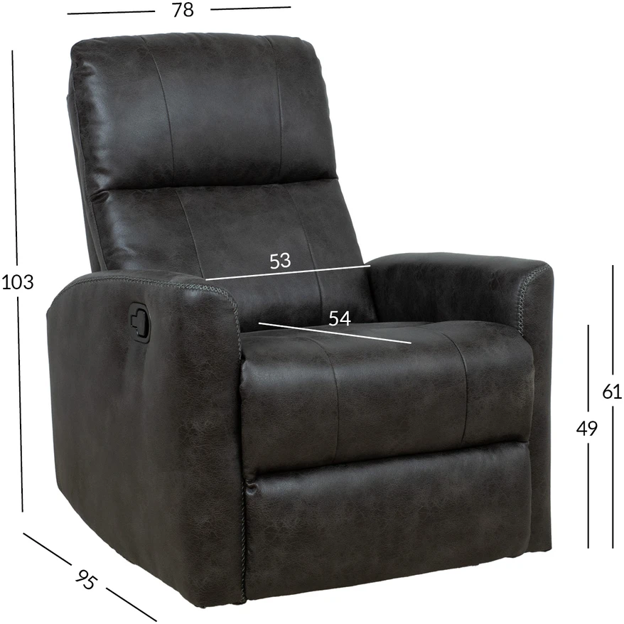 Home4You Atlošas fotelis DIEGO su siūbavimo ir sukimosi rankiniu mechanizmu, pilka