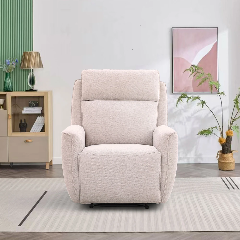 Fotelis Home4You Atlošiamas krėslas MAREN su rankiniu mechanizmu, smėlio spalvos