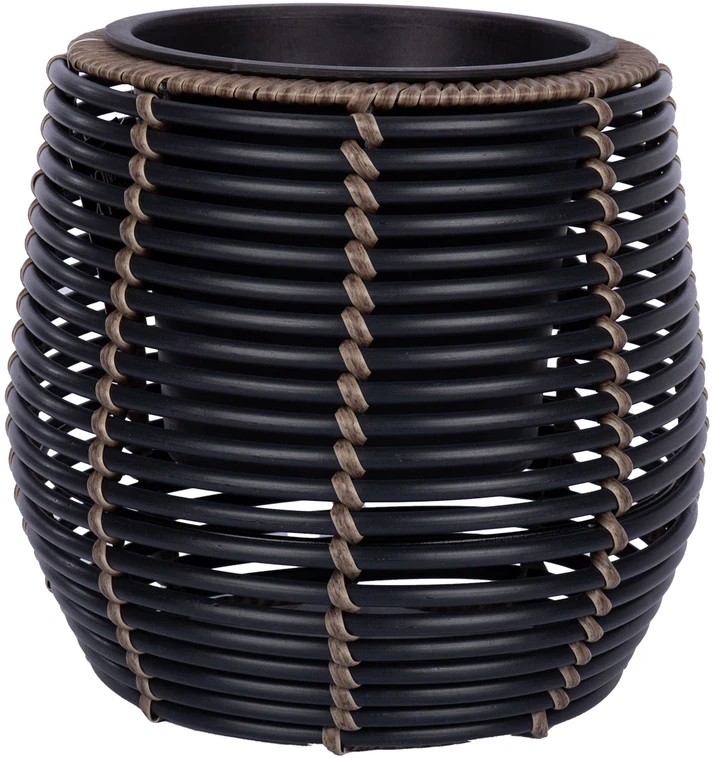 Home4You Augalų laikiklis WICKER D28xH26cm, juodas/rudas