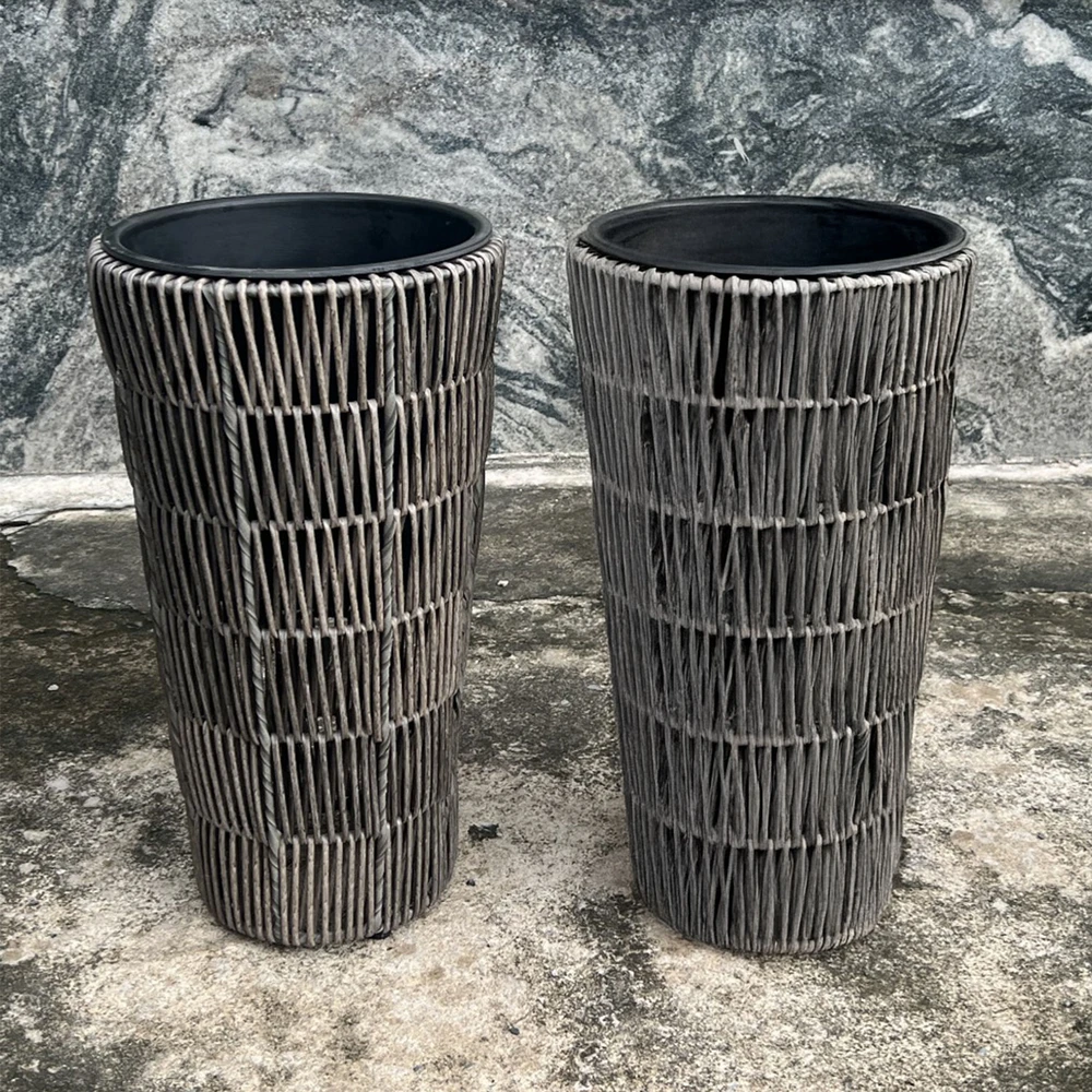 Home4You Augalų laikiklis WICKER D28xH50cm, pilkas