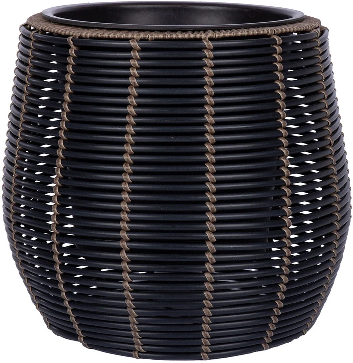 Home4You Gėlių vazonas WICKER D45xH40cm, juodas/rudas