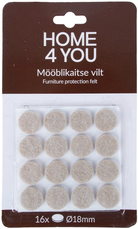 Home4You Baldus apsaugantys veltinio padukai, diametras 18 mm, 16 vnt., rusvai gelsvi