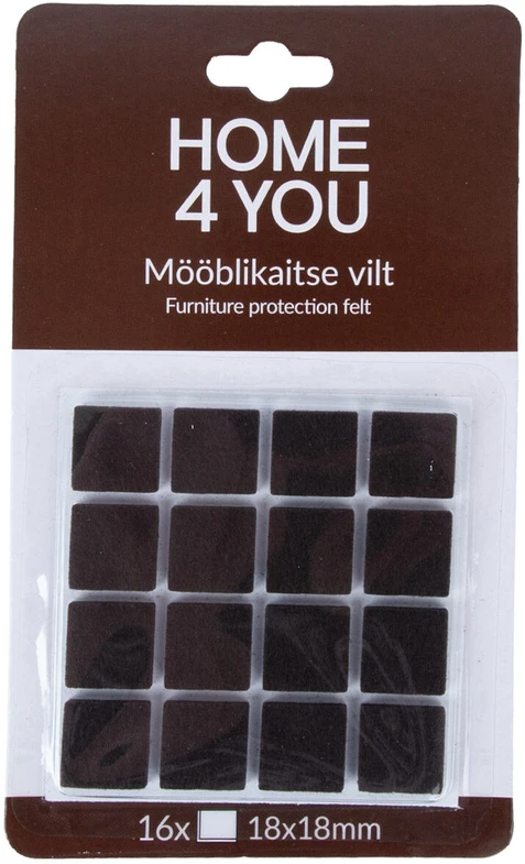Home4You Apsauginės veltinio pagalvėlės 18x18 mm, 16 vnt., juodos spalvos