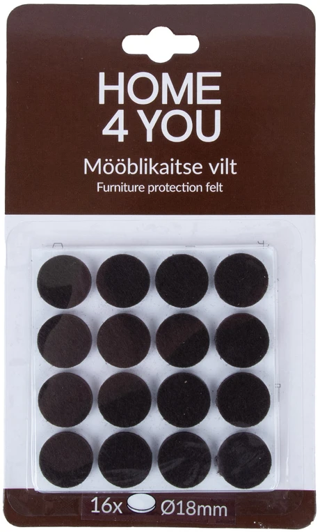 Home4You Baldus apsaugantys veltinio padukai, diametras 18 mm, 16 vnt., juodi