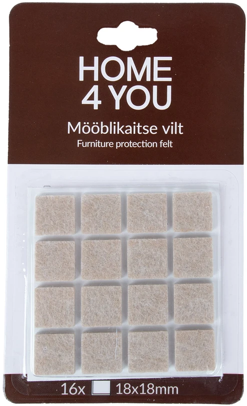 Home4You Baldus apsaugantys veltinio padukai, 18x18 mm, 16 vnt., rusvai gelsvi