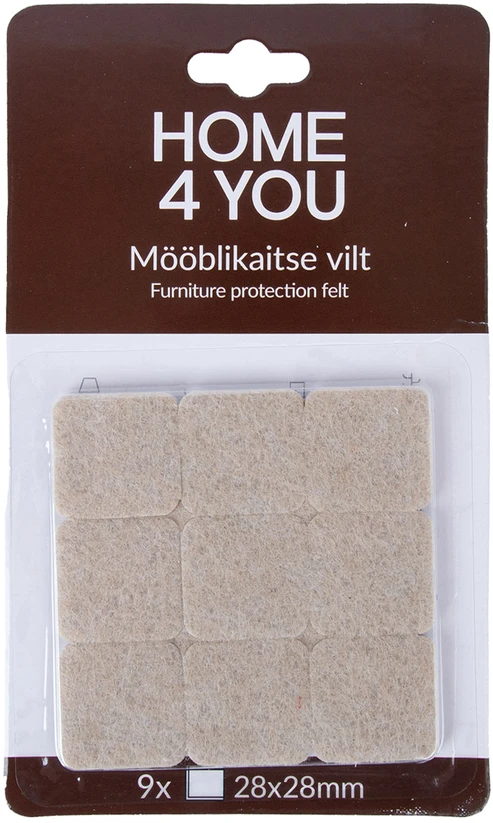 Home4You Baldus apsaugantys veltinio padukai, 28x28 mm, 9 vnt., rusvai gelsvi
