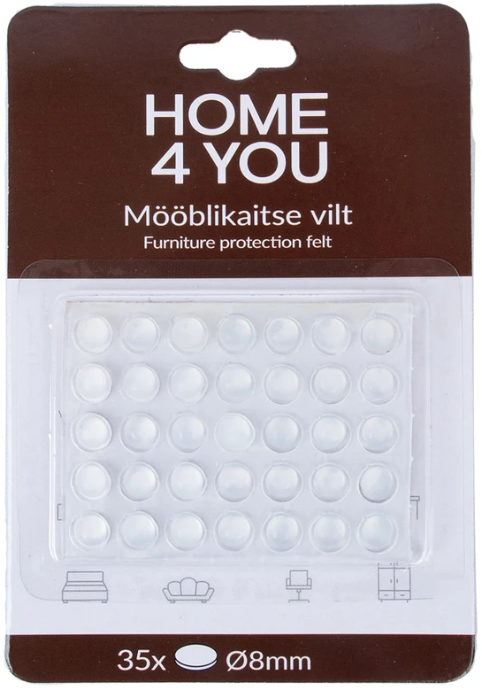 Home4You Baldus apsaugantys silikono padukai, diametras 8 mm, 35 vnt., skaidrūs