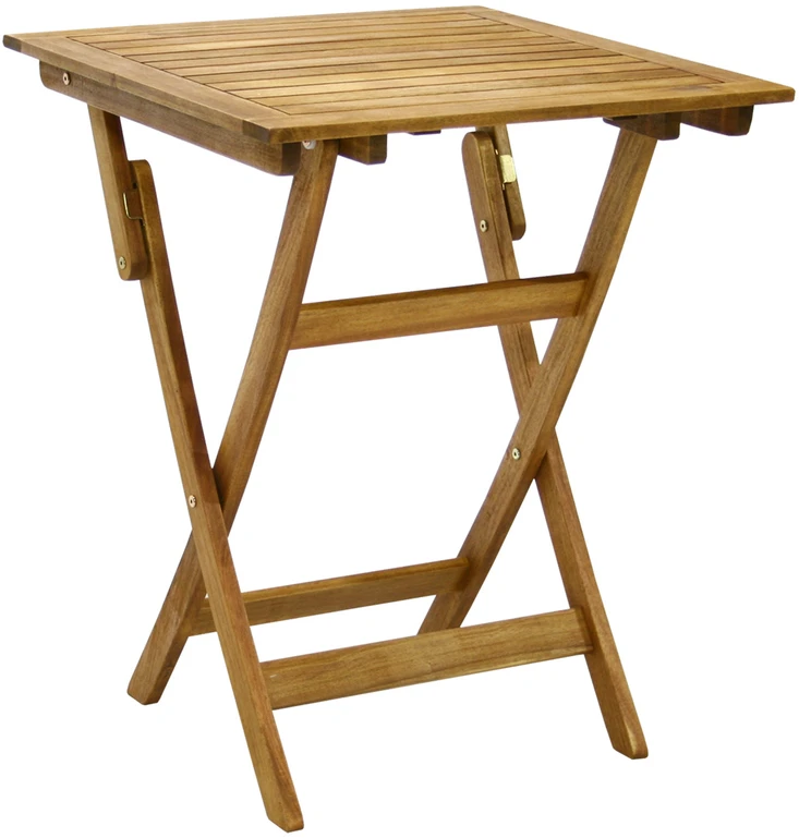 Lauko baldų komplektas Home4You Balkono baldų komplektas FINLAY, stalas ir 2 kėdės (13182), 60x60x72 cm, sulankstomas, mediena: akacija, apdaila: alyvuotas