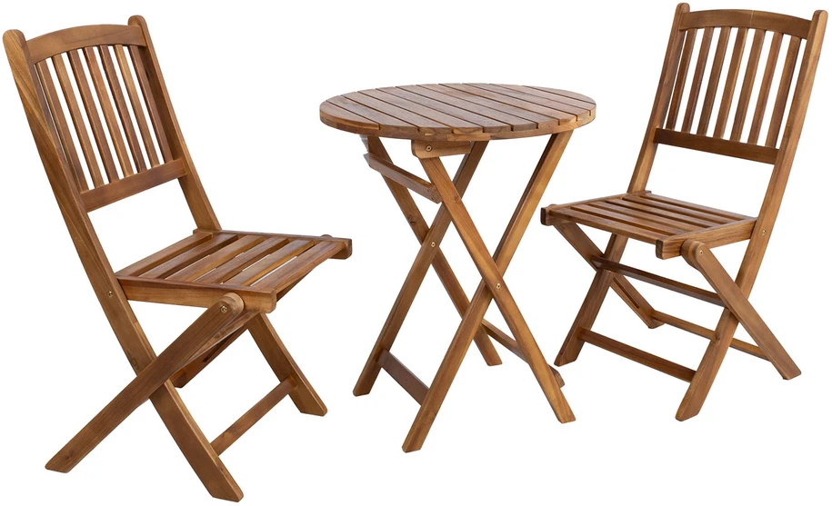 Lauko baldų komplektas Home4You Balkono komplektas GWEN D60cm stalas ir 2 kėdės