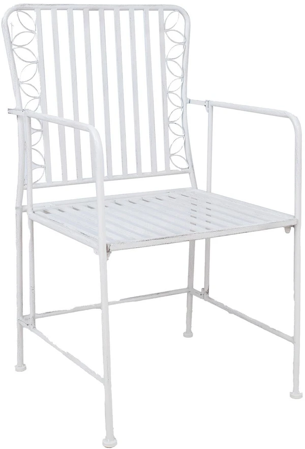 Lauko baldų komplektas Home4You Balkono komplektas JASMINE stalas ir 2 kėdės, antikvarinis baltas metalas