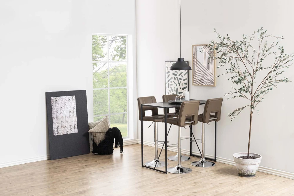 Home4You Baro stalas SEAFORD 120x60xH105cm, stalo viršus: melaminas, spalva: pelenų juoda, rėmas: metalas, spalva: juoda