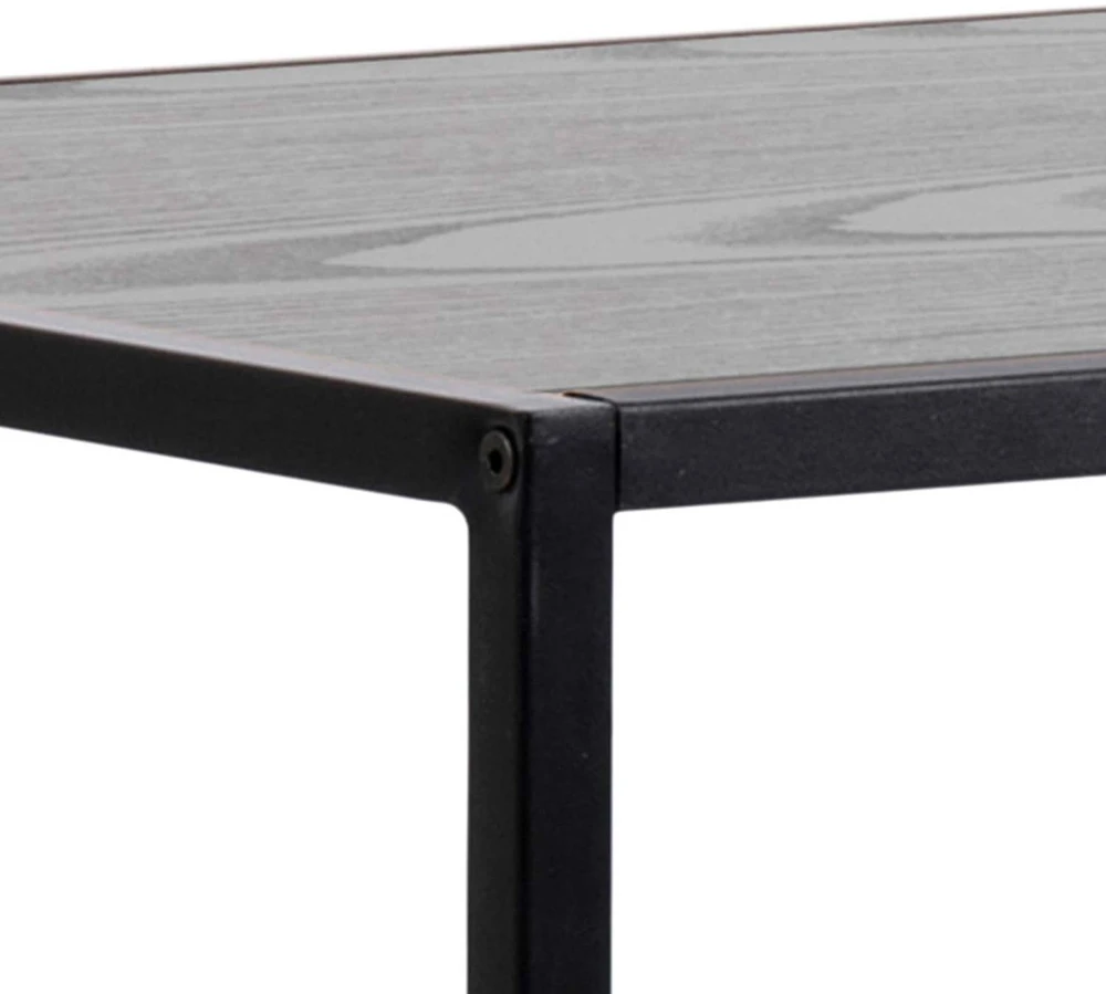 Home4You Baro stalas SEAFORD 120x60xH105cm, stalo viršus: melaminas, spalva: pelenų juoda, rėmas: metalas, spalva: juoda