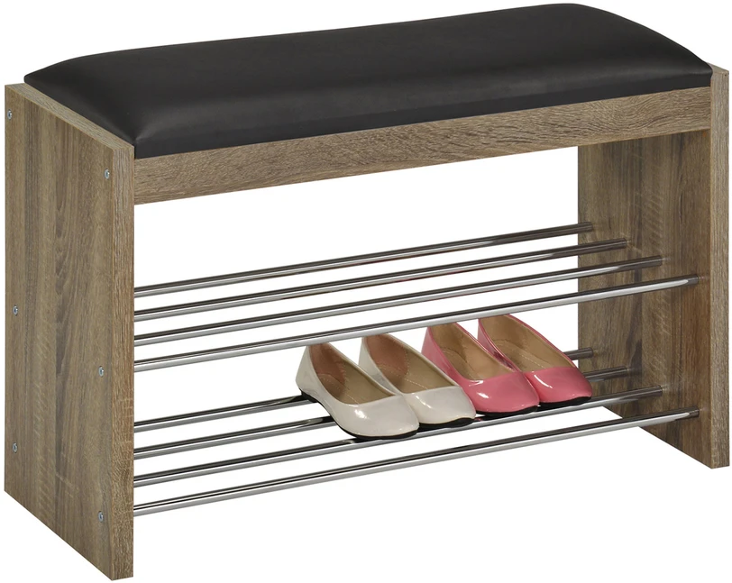 Home4You Shoe rack-bench BENO 79.5x30xH50cm, dark oak