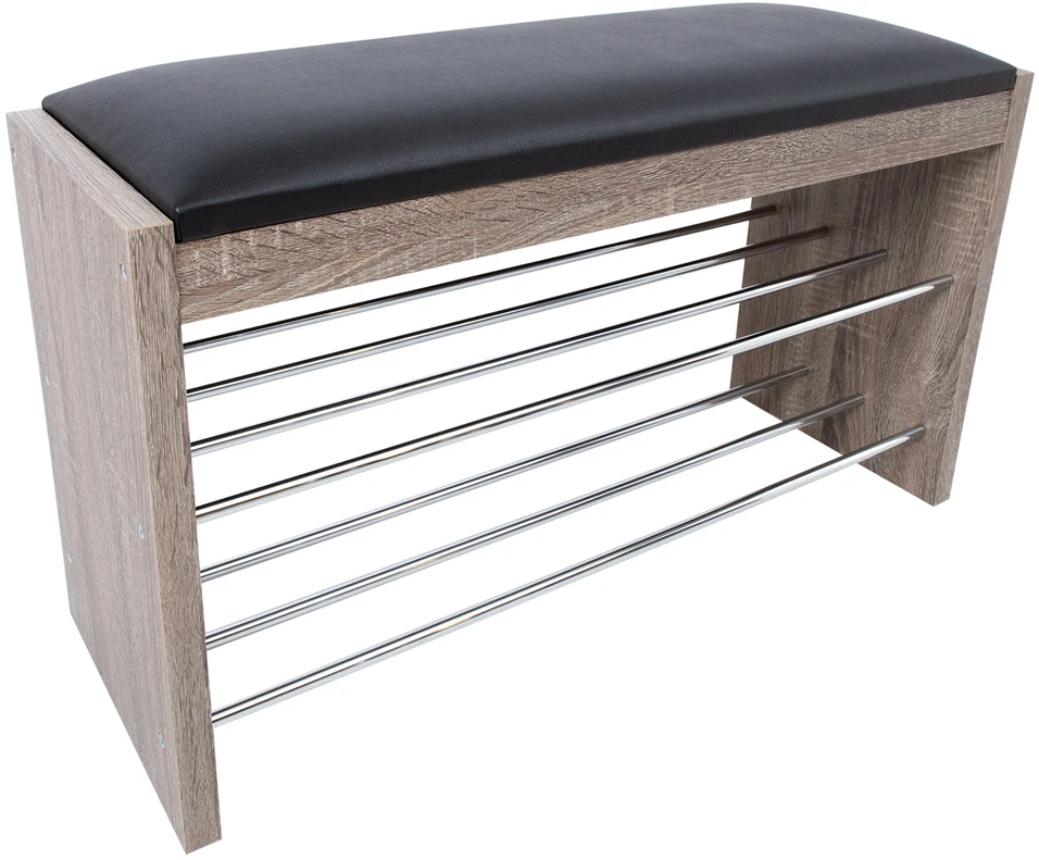 Home4You Shoe rack-bench BENO 79.5x30xH50cm, dark oak