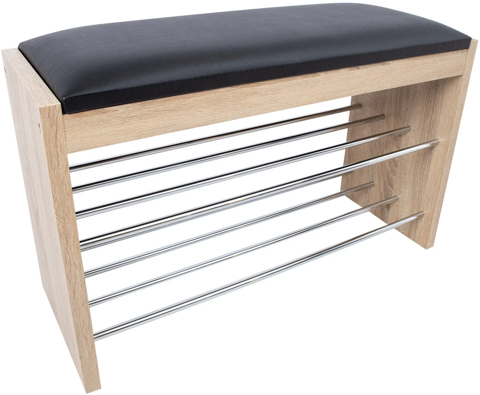 Home4You Bench Batų lentyna-suoliukas BENO 79,5x30x50cm, šviesaus ąžuolo spalvos