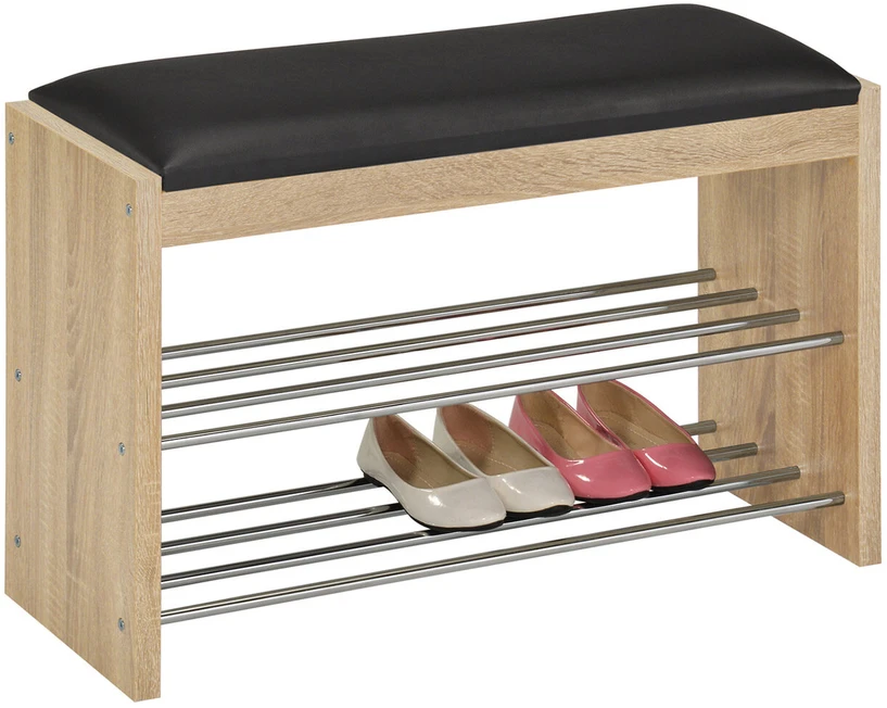 Home4You Bench Batų lentyna-suoliukas BENO 79,5x30x50cm, šviesaus ąžuolo spalvos