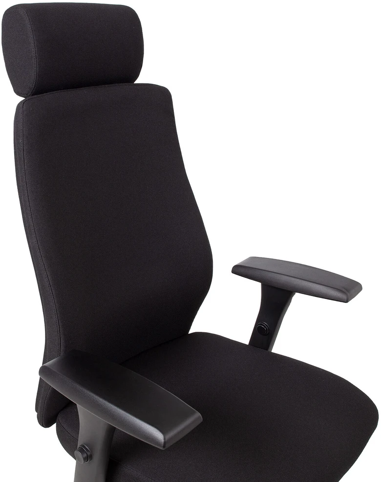 Home4You Darbo kėdė SMART EXTRA su galvos atrama 60x63,5-70xH114-123cm, sėdynės ir atlošo atramos: audinys, spalva: juoda