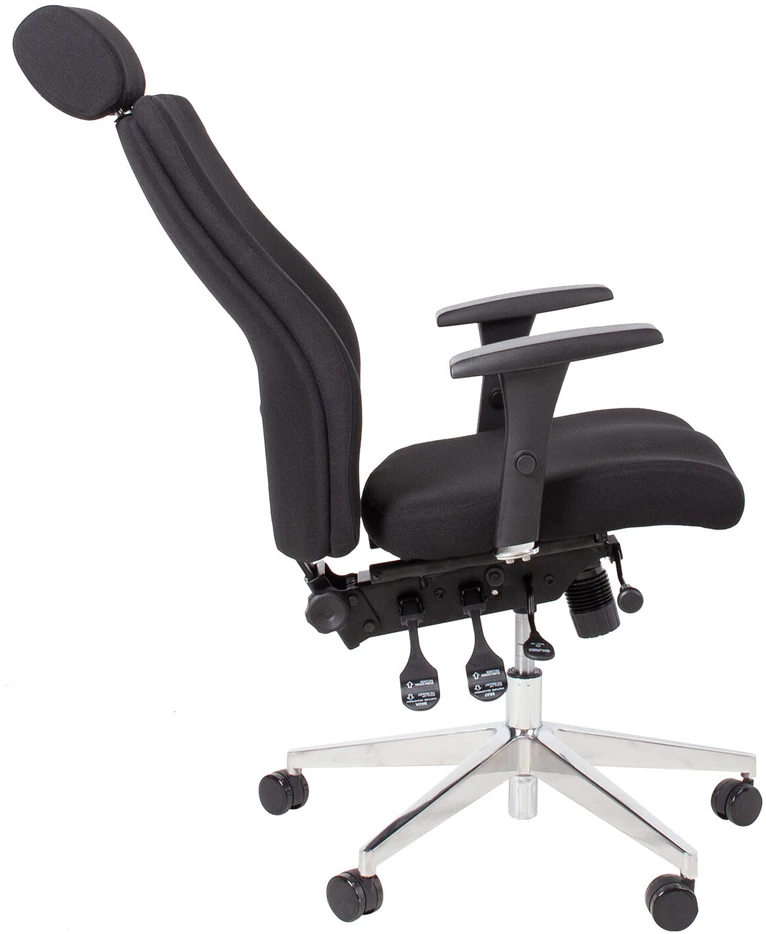Home4You Darbo kėdė SMART EXTRA su galvos atrama 60x63,5-70xH114-123cm, sėdynės ir atlošo atramos: audinys, spalva: juoda