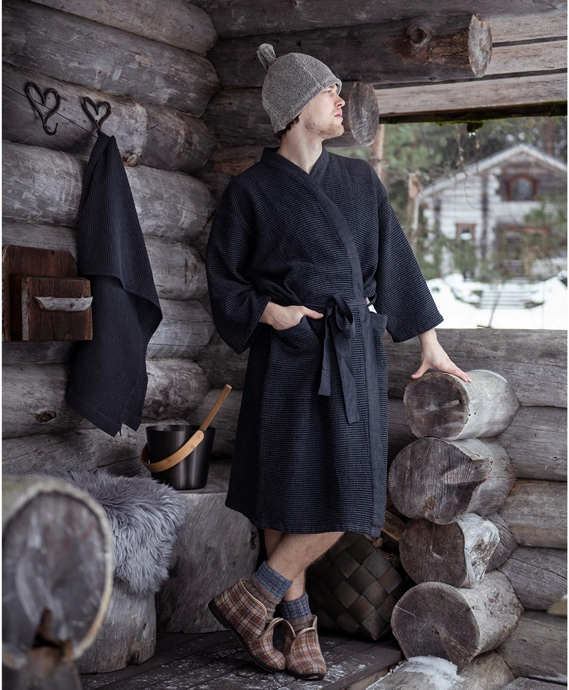 Home4You Bathrobe RENTO Pilkas, L/XL
