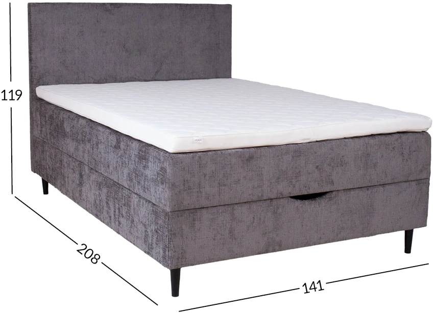 Home4You Continental 238 cm lova LAARA 140x200 cm, grafito spalvos