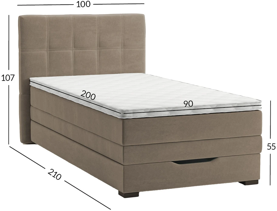 Home4You Continental Kontinentinė lova JEEP 90x200cm, smėlio spalvos