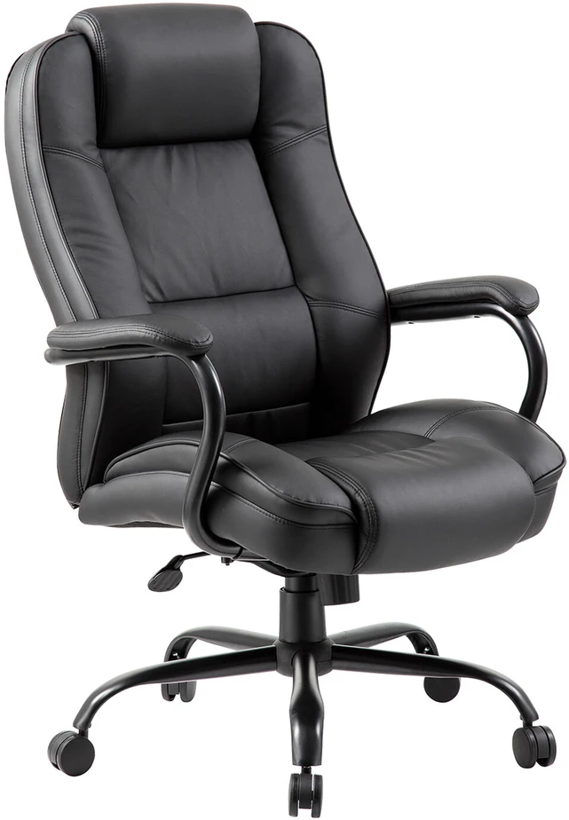 Home4You Vadovo kėdė OFFICE4YOU ELEGANT XXL, juodos sp. odos imitacija ir metalinė kryžmė