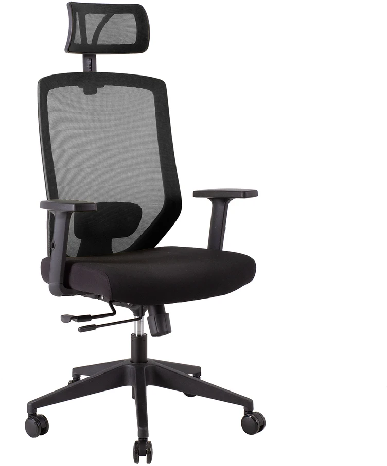 Home4You Darbo kėdė JOY 64x64xH115-125cm, audinys: kangos, atlošas: tinklinis audinys, spalva: juoda