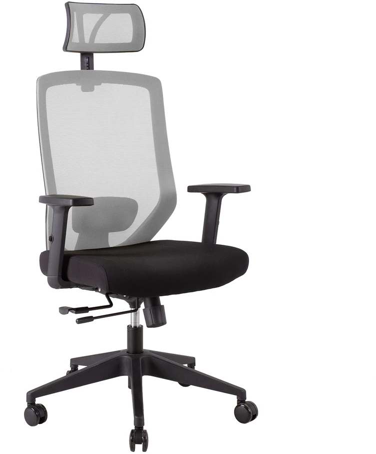 Home4You Darbo kėdė JOY 64x64xH115-125cm, audinys: kangos, atlošas: tinklinis audinys, spalva: juoda / pilka