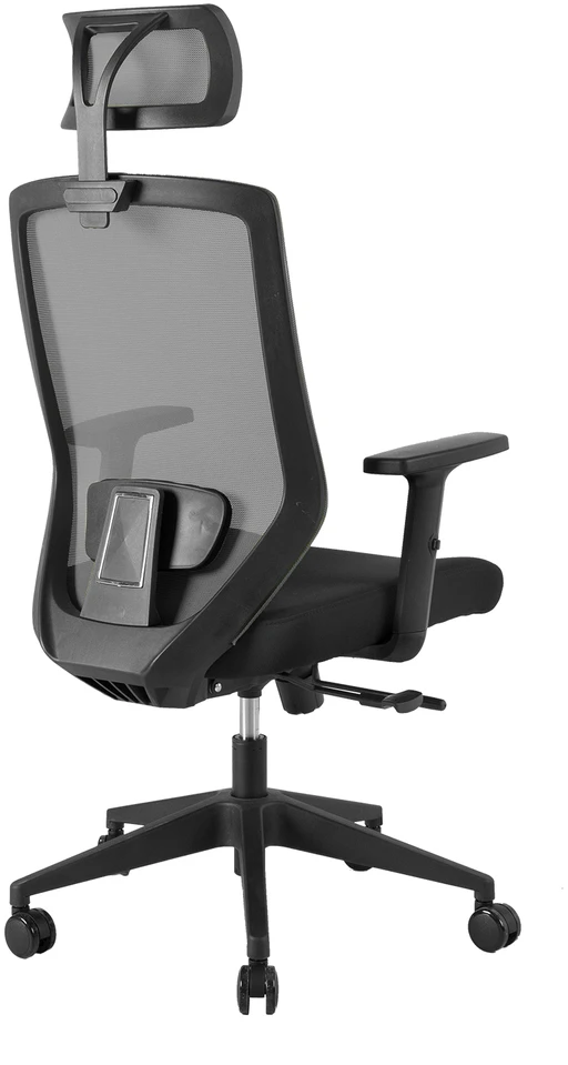 Home4You Darbo kėdė JOY 64x64xH115-125cm, audinys: kangos, atlošas: tinklinis audinys, spalva: juoda
