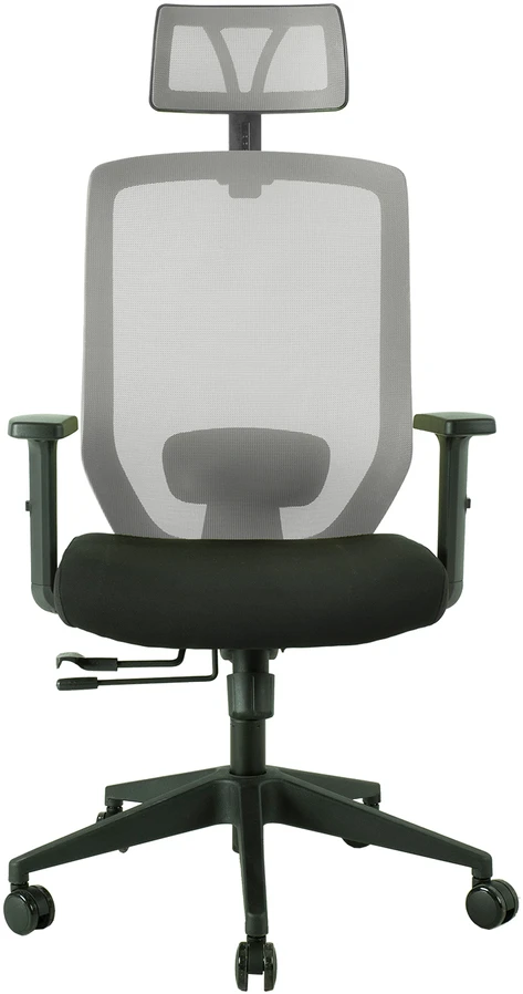 Home4You Darbo kėdė JOY 64x64xH115-125cm, audinys: kangos, atlošas: tinklinis audinys, spalva: juoda / pilka
