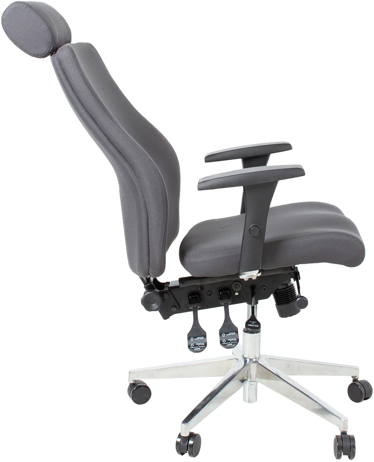 Home4You Biuro kėdė SMART EXTRA su galvos atlošu, 60x63,5-70x114-123 cm, sėdynė ir atlošas: vilkti audiniu, spalva: pilka