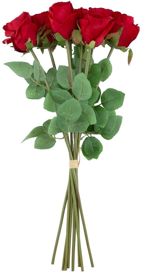 Home4You Dirbtinė gėlė „FLOWERLY“ – 8 rožės puokštėje, raudonos