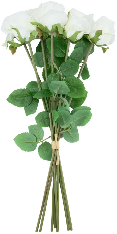 Home4You Dirbtinės gėlės „FLOWERLY“ – 8 rožių puokštė, baltos