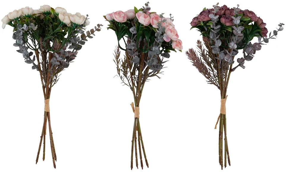 Home4You Dirbtinė gėlė „FLOWERLY“, 26 cm, puokštė iš 4 rožių, įvairių spalvų