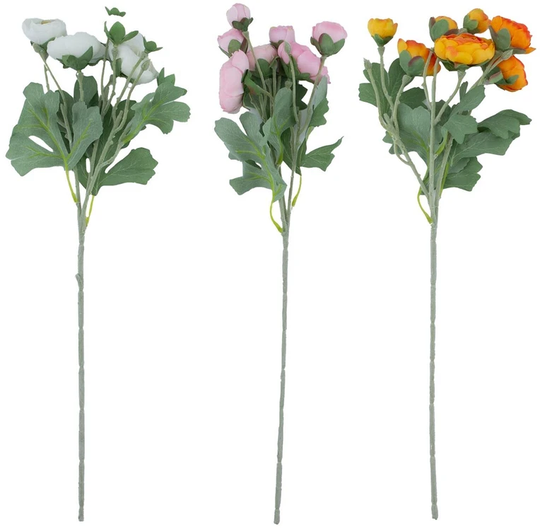Home4You Dirbtinės gėlės „FLOWERLY“ „Ranunculus“ žiedai, 7 vnt., įvairių spalvų