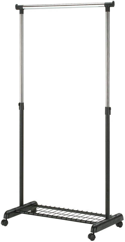 Home4You Kabykla rūbams FRANK su batų džiovykla ant ratukų 83x43xH93,5-168cm, spalva: juoda-chromas